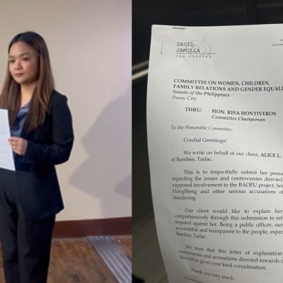 Bamban Mayor Alice Guo Submits Personal Letter to Senate Committee